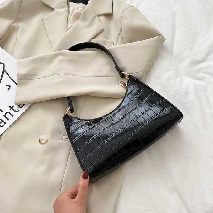 حقيبة يد نسائية عصرية من جلد التمساح - Designer Crocodile Shoulder Armpit Women Trendy