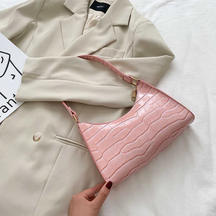 حقيبة يد نسائية عصرية من جلد التمساح - Designer Crocodile Shoulder Armpit Women Trendy