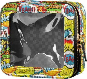 1970s Disco Retro Clear Makeup Bag Travel Cosmetic Case Transparent Toiletry Bag with Zipper, Portable Make Up Organizer PU Leather Traveling Compact Car Bag for Essentials