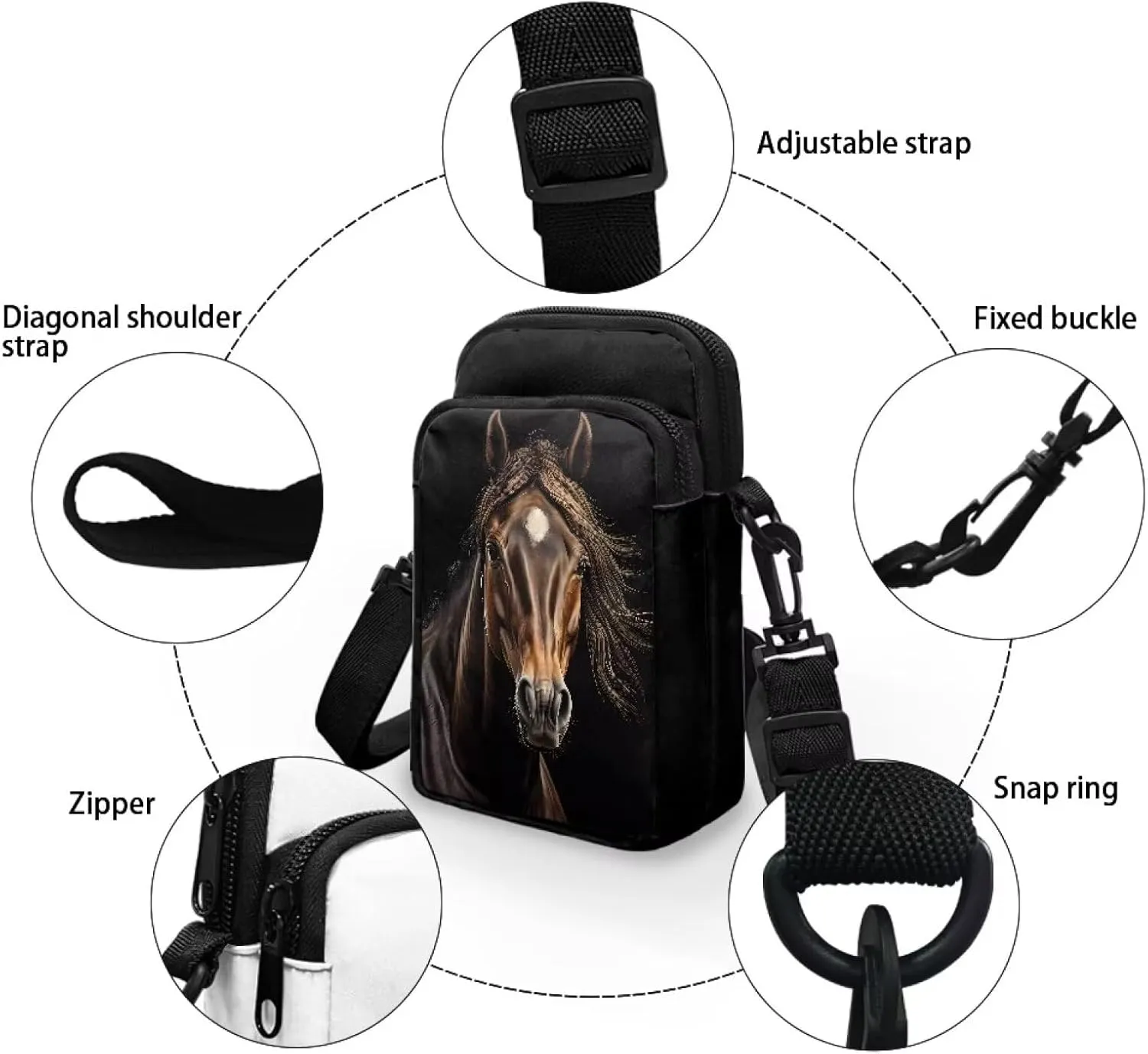 2 Layer Small Crossbody Bags for Women Men, Messenger Bags Waist Case Pack