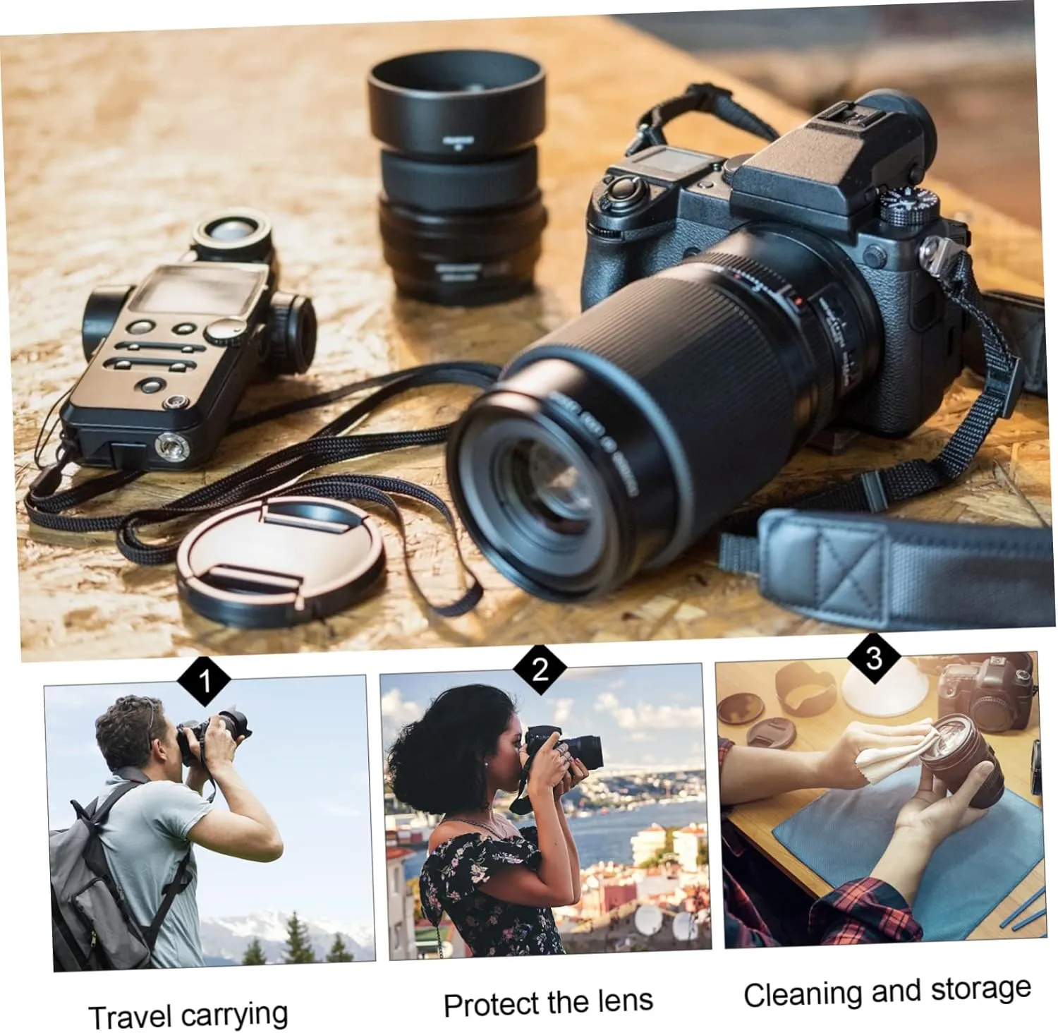 2sets 5pcs Neoprene Lens Case Pouch for Dslr Camera Shockproof Protective Carrying Bag for Mirrorless Lenses Lightweight and Compact Design for Photographers 5pcs*2