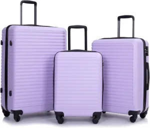 3 Piece Lightweight Luggage Set for Stress-Free Travel, Durable and Spacious with 360 Spinner Wheels, Lavender Purple