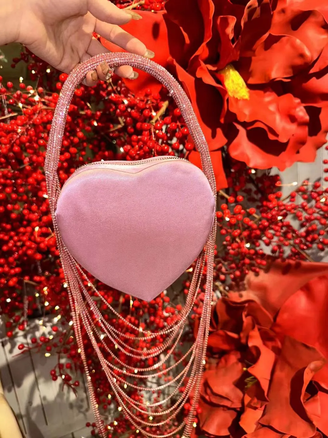 3D Heart Clutch with Embellished Detailings