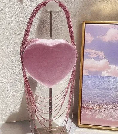 3D Heart Clutch with Embellished Detailings