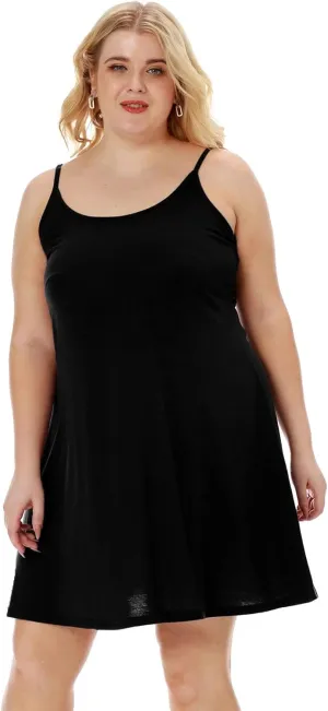 7th Element Plus Size Slip Dress for Women Under Dresses 2025 Spaghetti Strap Cami Camisoles Sun Tank Sleeveless Sundress