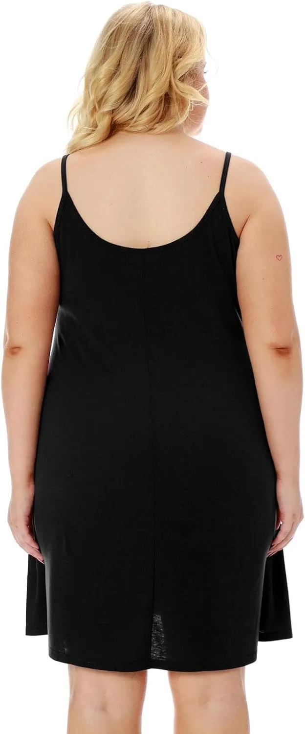 7th Element Plus Size Slip Dress for Women Under Dresses 2025 Spaghetti Strap Cami Camisoles Sun Tank Sleeveless Sundress