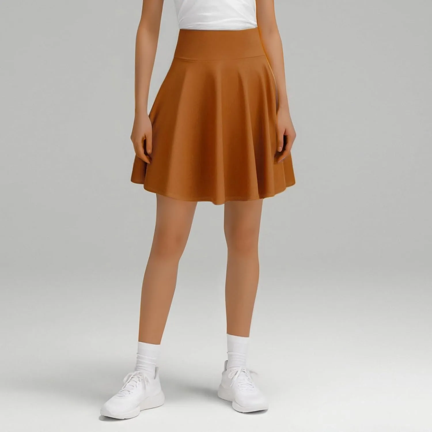 A Line Midi Skirt for Women Versatile 45CM Pleated Half Skirt Fashionable Flared Dress Skirt Non See ThroughDesign