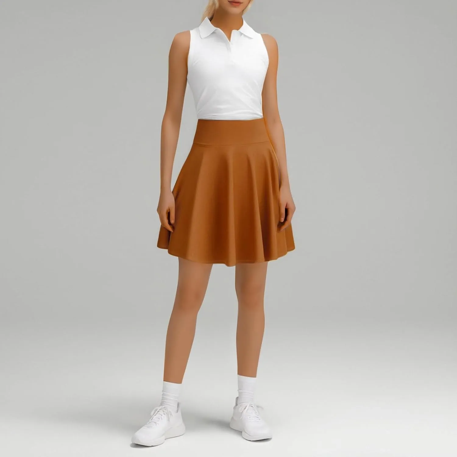 A Line Midi Skirt for Women Versatile 45CM Pleated Half Skirt Fashionable Flared Dress Skirt Non See ThroughDesign