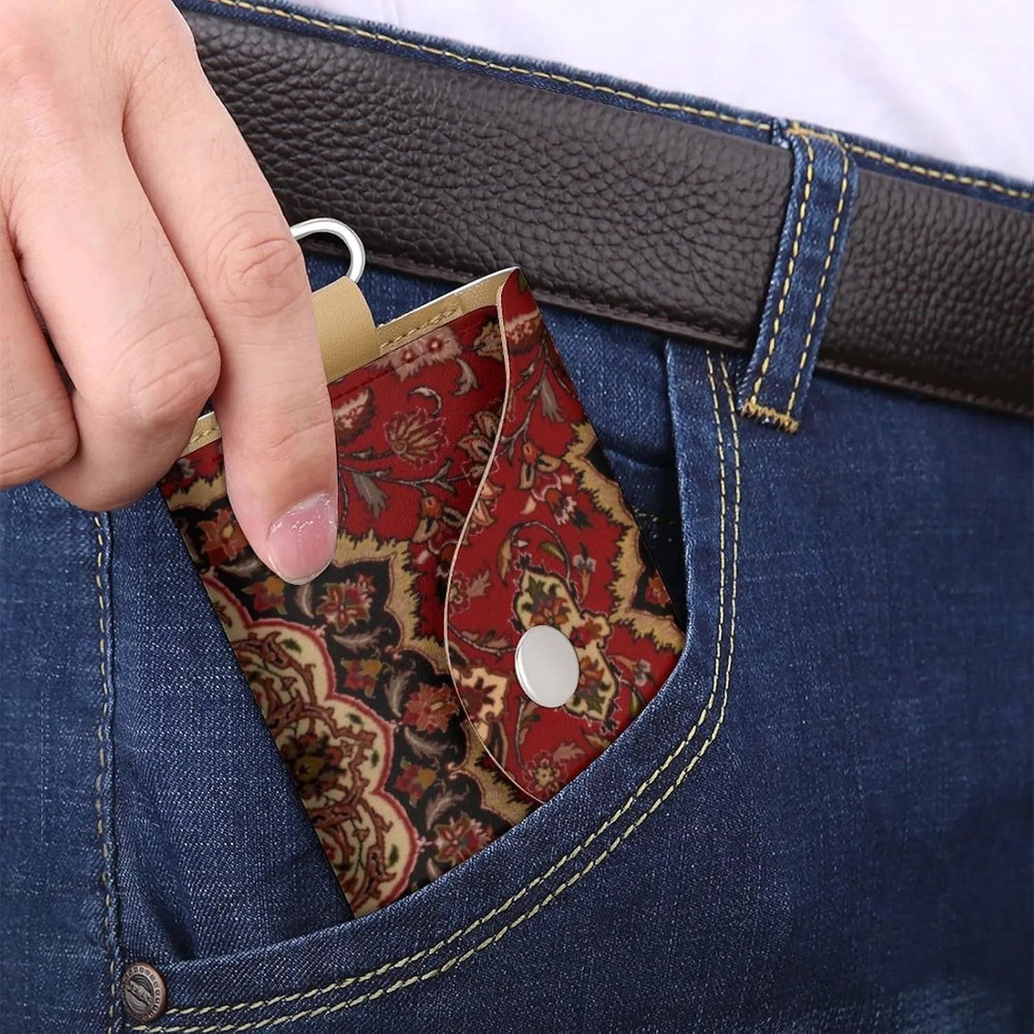 Accent Vintage Persian Portable And Compact Leather Keybag