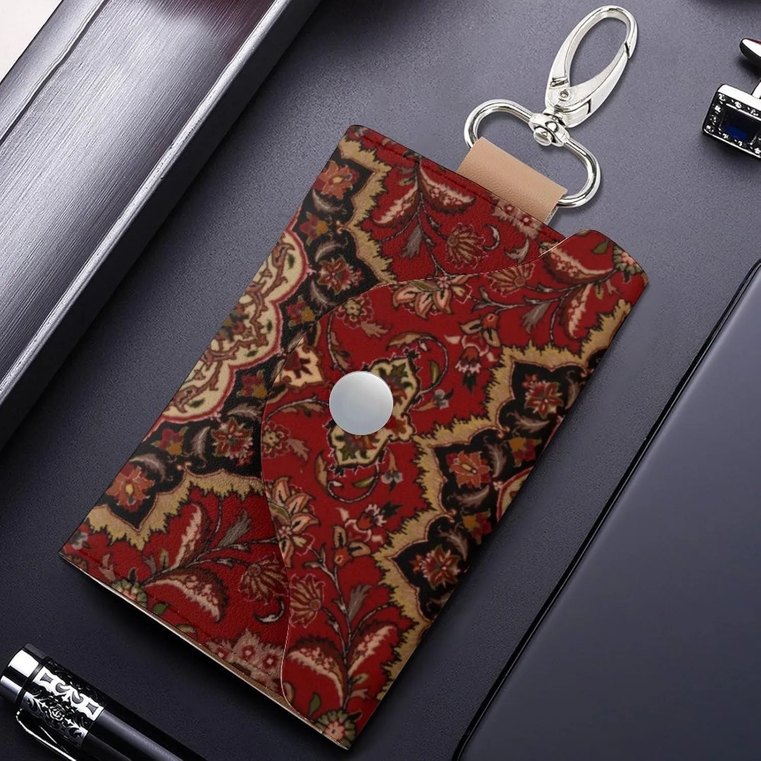 Accent Vintage Persian Portable And Compact Leather Keybag