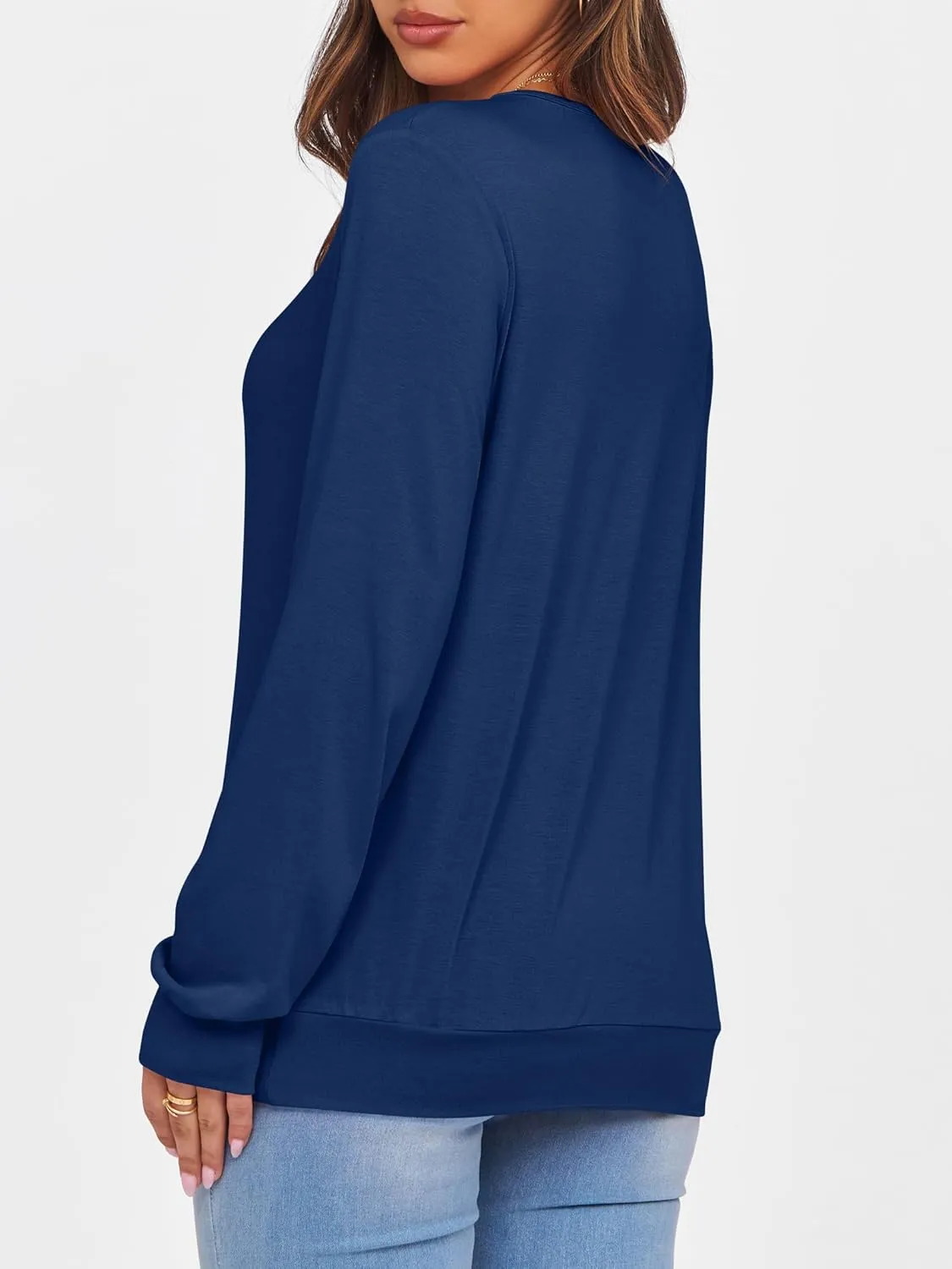 ANRABESS Women's Long Sleeve Shirts Casual Loose V Neck Basic Tees Tops 2025 Fall T-Shirt Outfits