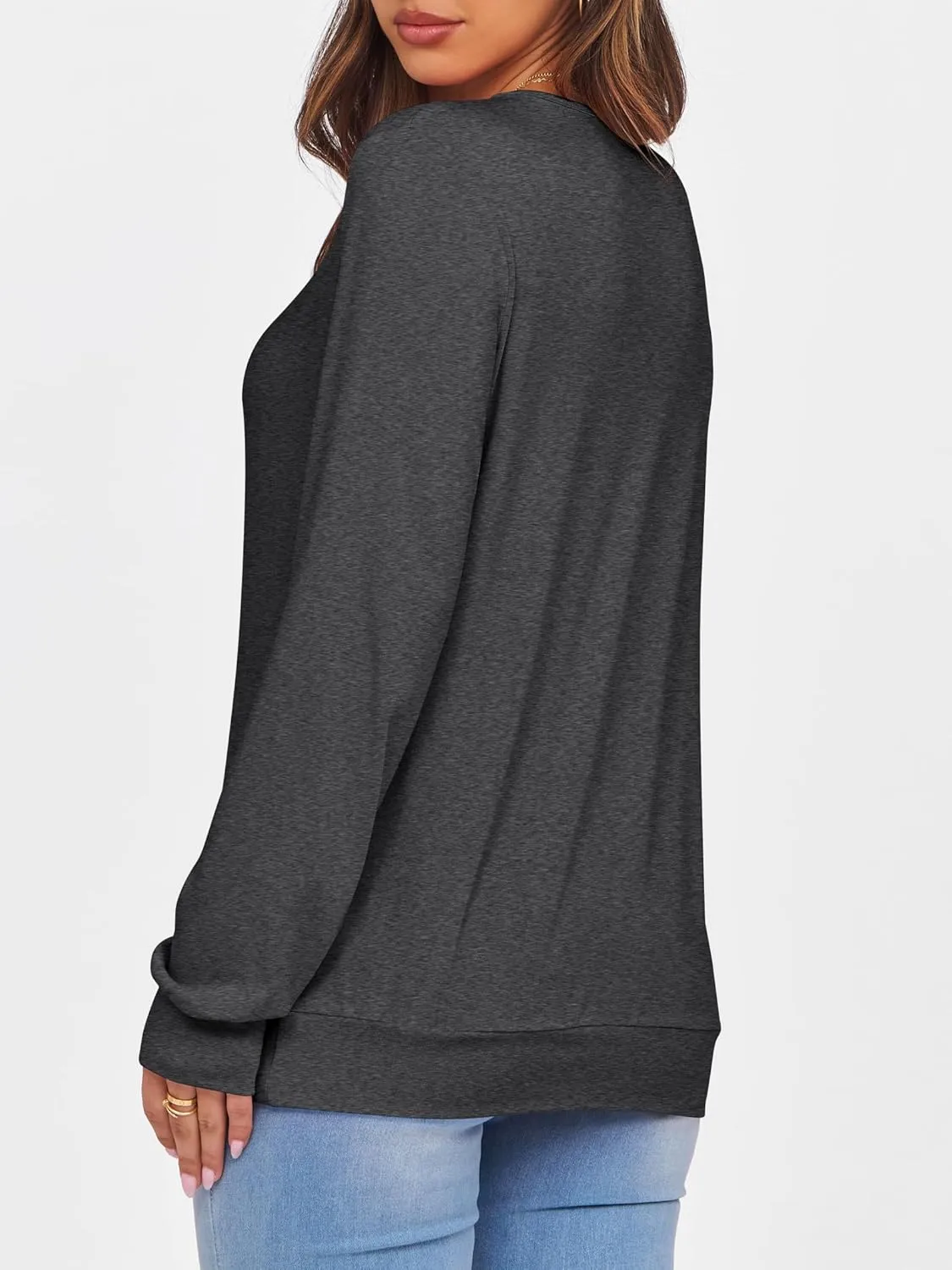 ANRABESS Women's Long Sleeve Shirts Casual Loose V Neck Basic Tees Tops 2025 Fall T-Shirt Outfits