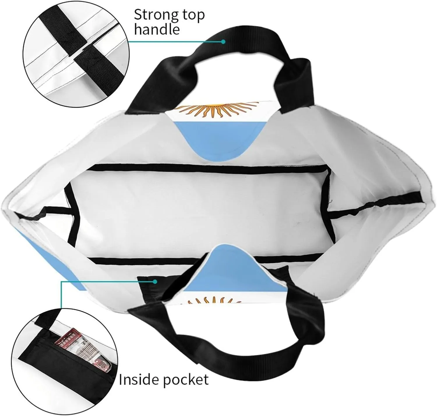 Argentina Flag Women's Tote Bag Large Capacity Single Shoulder Bags Handbag for Shopping Work