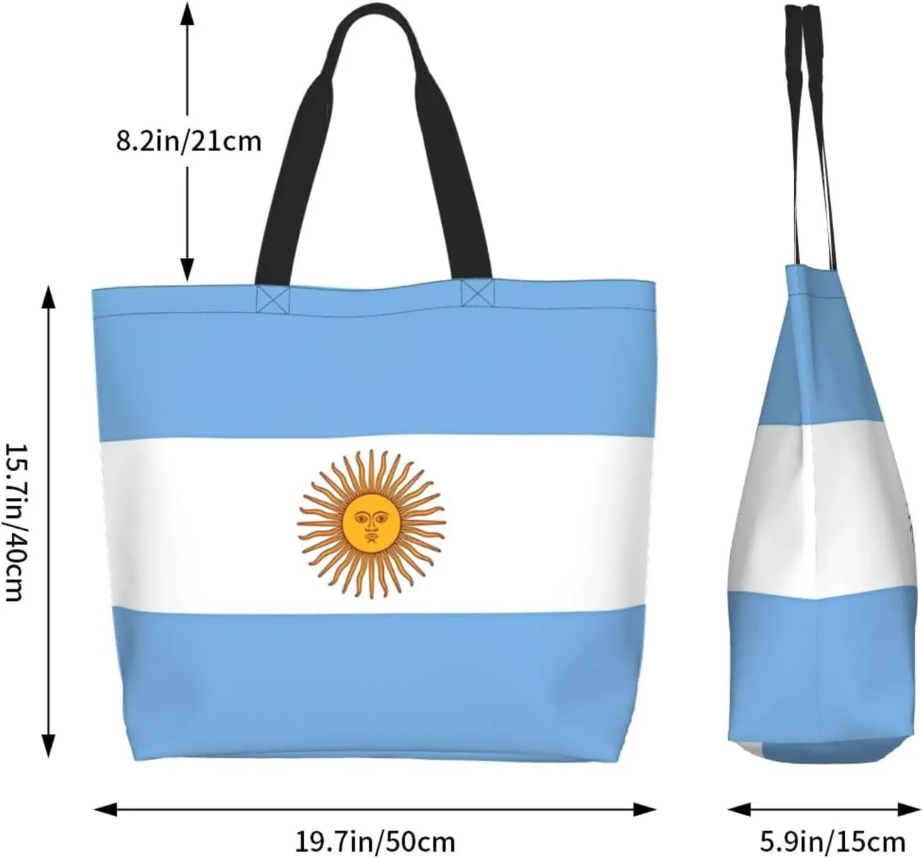 Argentina Flag Women's Tote Bag Large Capacity Single Shoulder Bags Handbag for Shopping Work