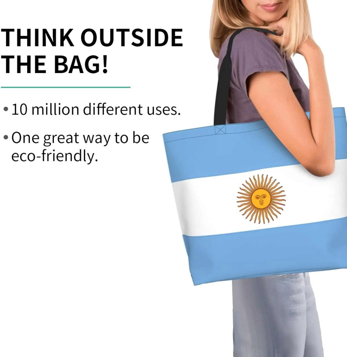 Argentina Flag Women's Tote Bag Large Capacity Single Shoulder Bags Handbag for Shopping Work
