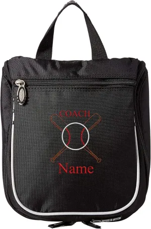 Baseball Toiletry Bag, Personalized Men's Shaving Kit, Hanging Travel Case