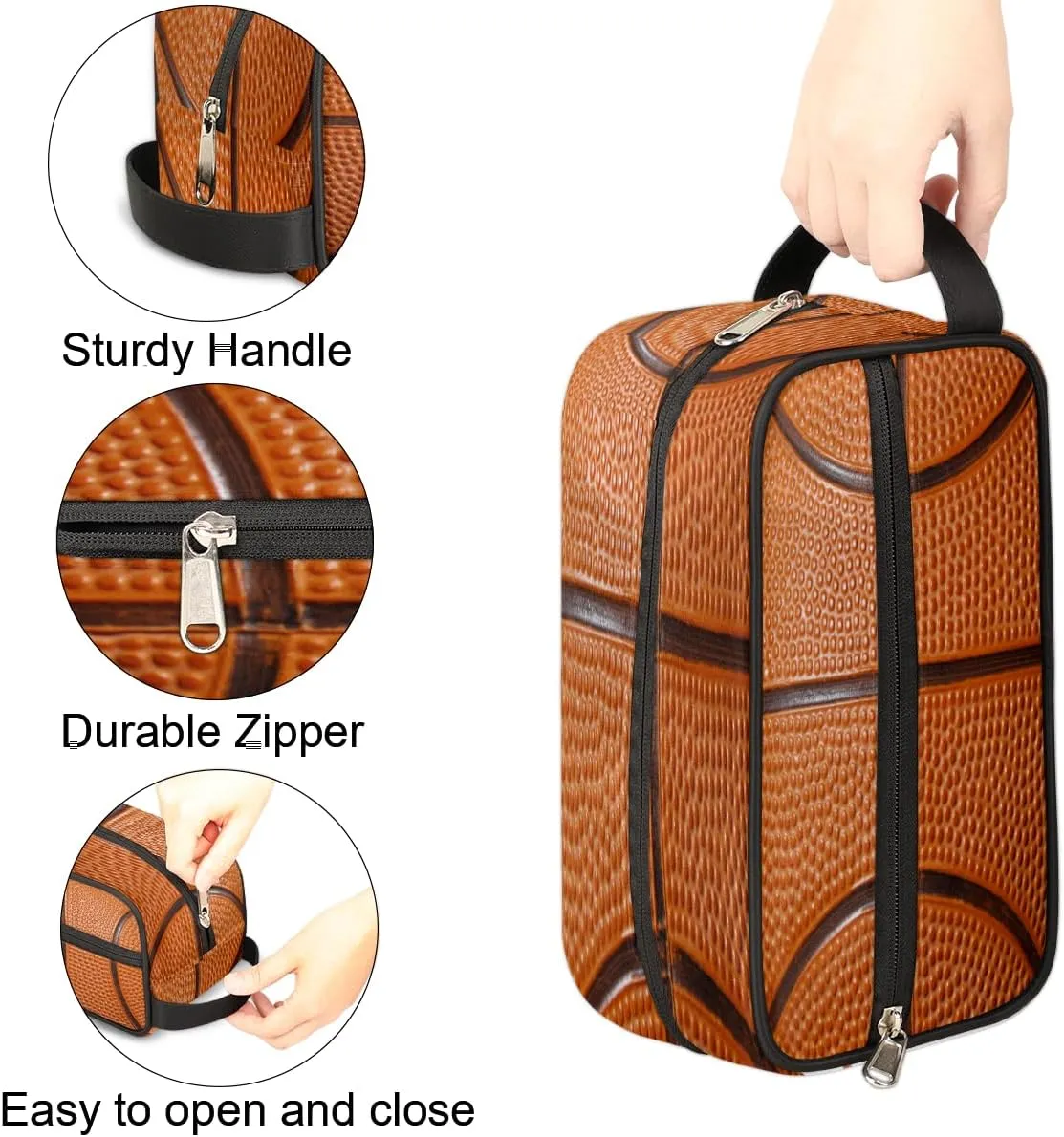Basketball Sports Travel Toiletry Bag for Boys Teens, Waterproof Hanging Dopp Kit for Men, Shaving Bag with Large Capacity for Travel,Sports Shower