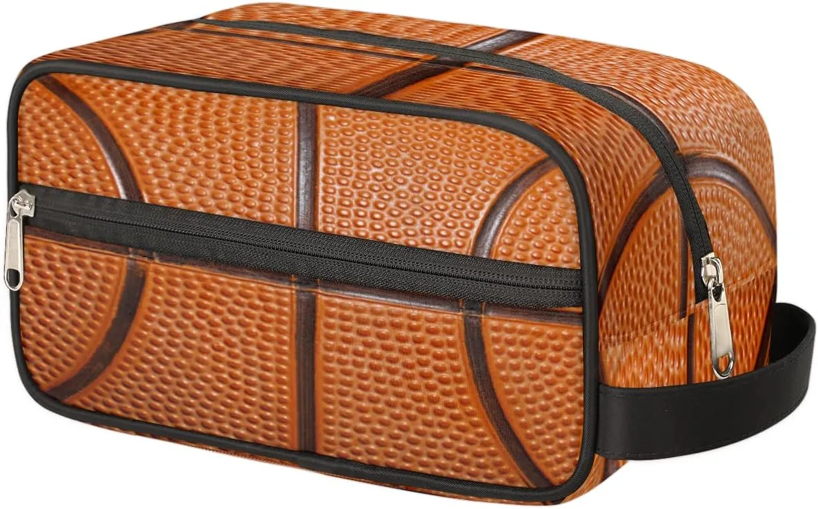 Basketball Sports Travel Toiletry Bag for Boys Teens, Waterproof Hanging Dopp Kit for Men, Shaving Bag with Large Capacity for Travel,Sports Shower