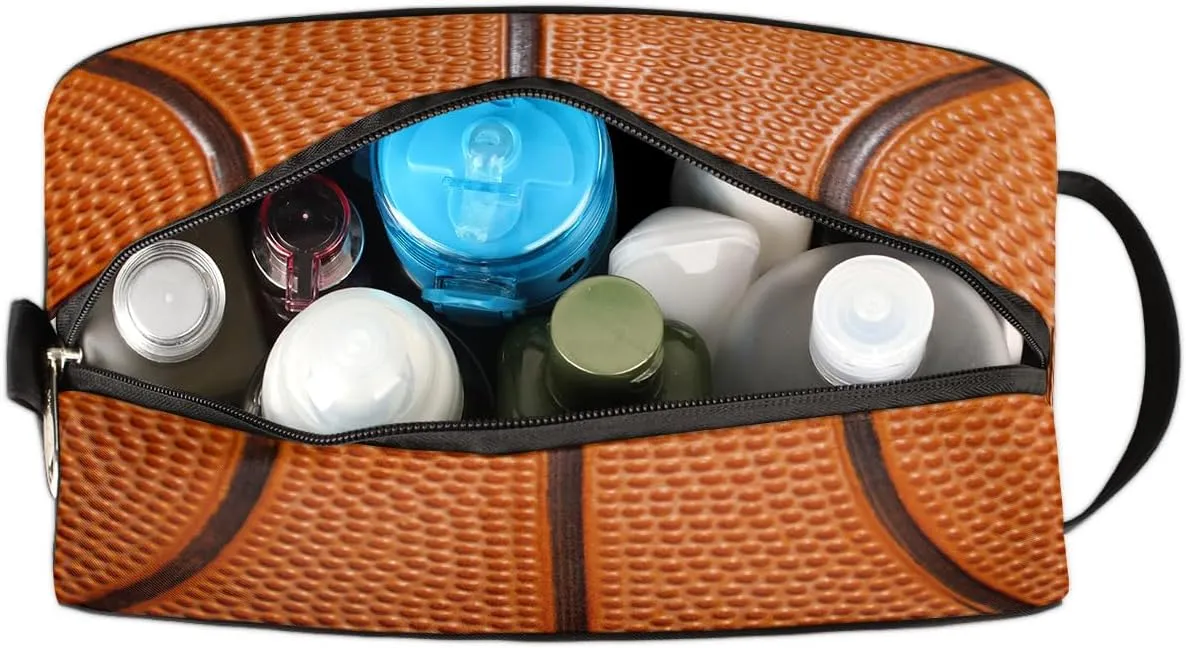 Basketball Sports Travel Toiletry Bag for Boys Teens, Waterproof Hanging Dopp Kit for Men, Shaving Bag with Large Capacity for Travel,Sports Shower