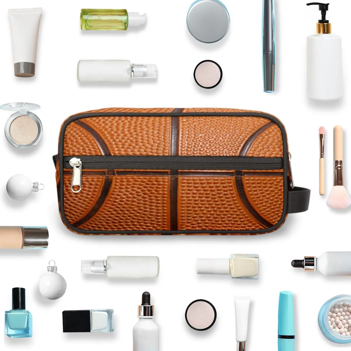 Basketball Sports Travel Toiletry Bag for Boys Teens, Waterproof Hanging Dopp Kit for Men, Shaving Bag with Large Capacity for Travel,Sports Shower