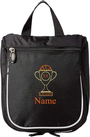Basketball Toiletry Bag, Personalized Men's Shaving Kit, Hanging Travel Case