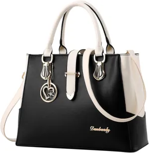 Beach Tote Bag 4 Packet Leather Solid Color Handbags Shoulder Bags Crossbody Hobo Bags Card Purse Work Travel Essential J