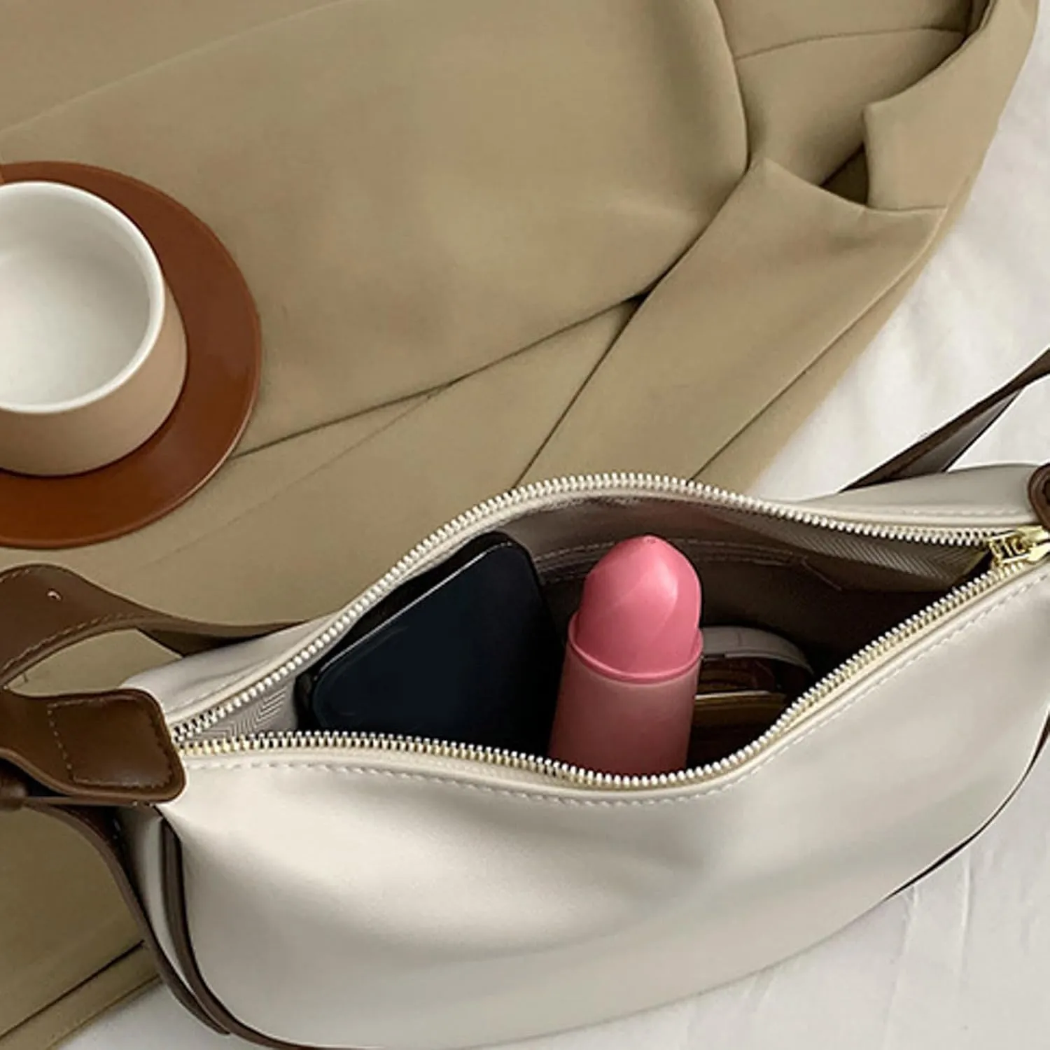 Beach Tote Bag 4 Packet Leather Solid Color Handbags Shoulder Bags Crossbody Hobo Bags Card Purse Work Travel Essential M