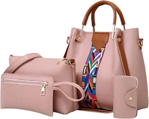 Beach Tote Bag 4 Packet Leather Solid Color Handbags Shoulder Bags Crossbody Hobo Bags Card Purse Work Travel Essential M