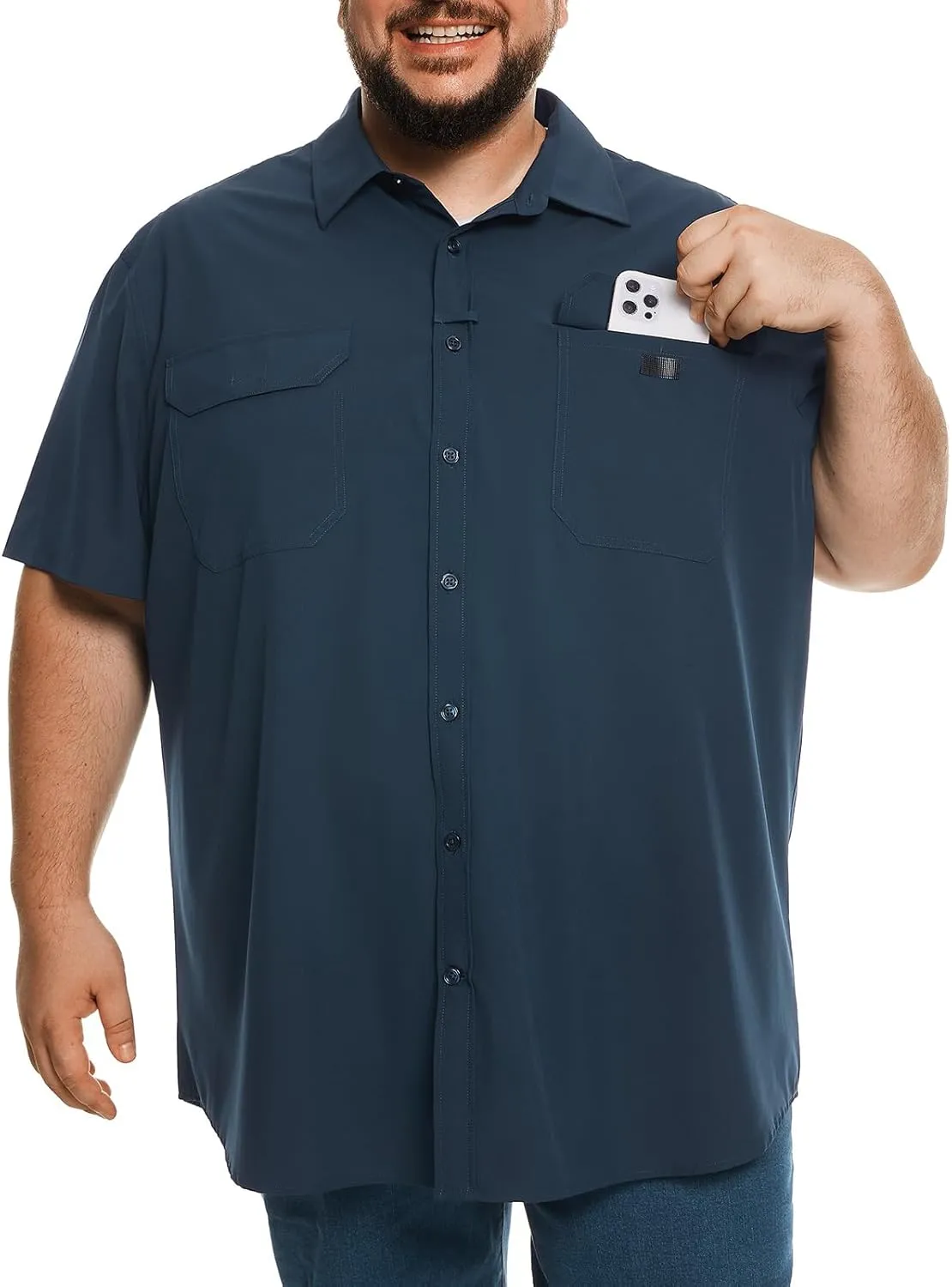 Big and Tall Mens Fishing Shirt UPF 50  Sun Protection Shirt SPF Quick Dry 2XL-6XL