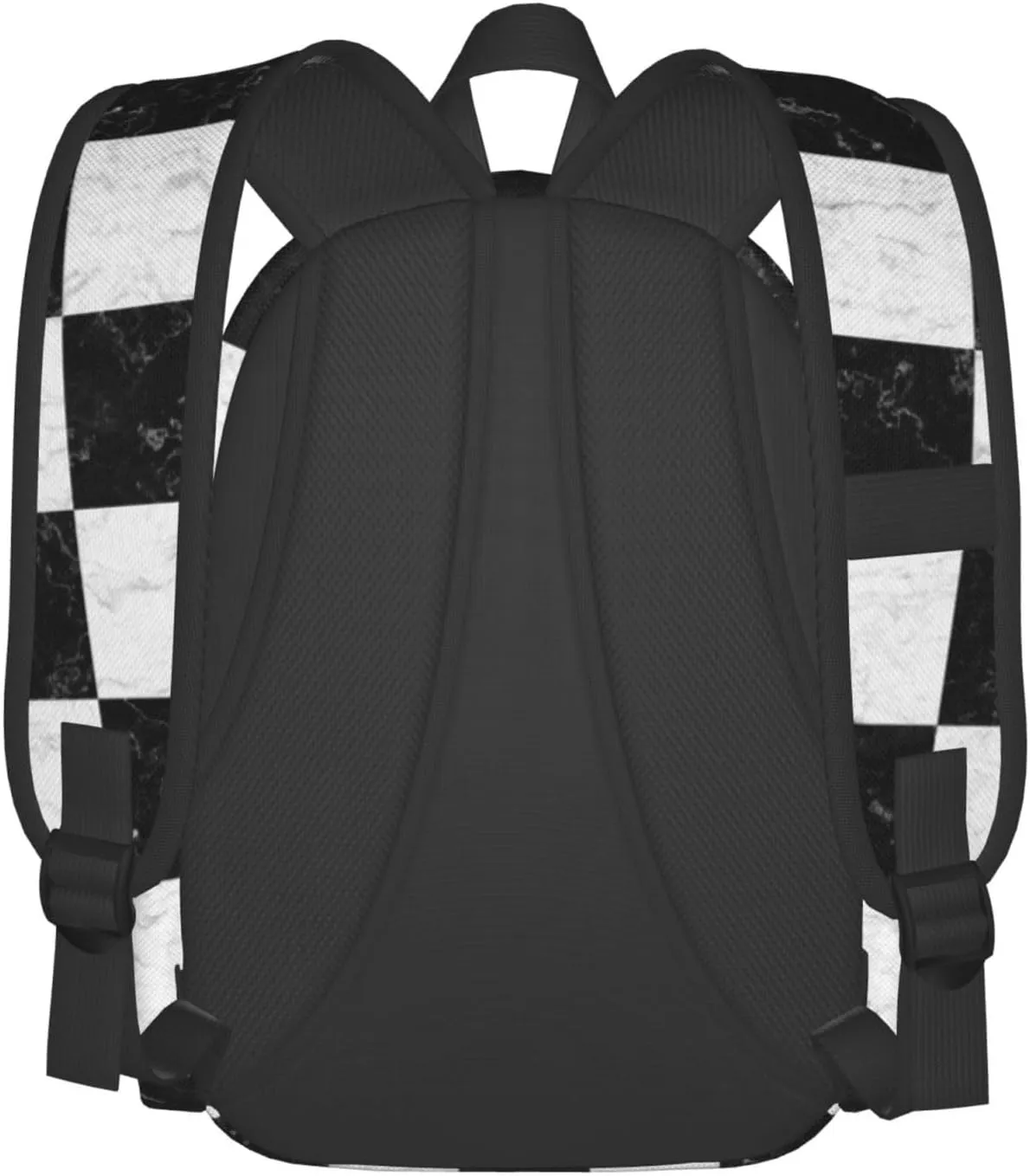 Black and White Checker Marble Large Capacity Backpack Lightweight Personalized Laptop Bag Tablet Travel School Bag with Multiple Pockets