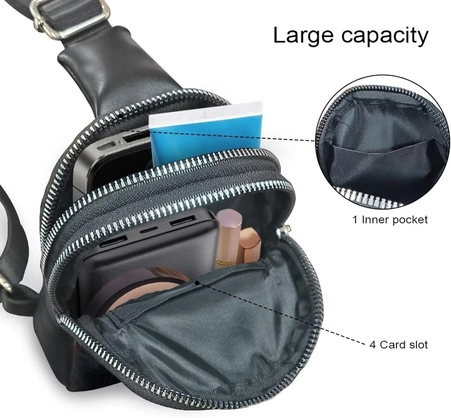 Black Cat Women Sling Bag Crossbody Shoulder Bag for Phone Passport Portable Convenient Chest Bag for Travel Rucksack Store Wallet,Cell Phone,Keys,Cosmetics,Etc