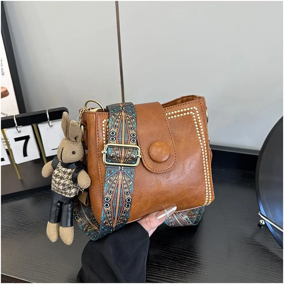 Bootara Bucket Bag, Bootara Women's Vintage Bunny Charm Bucket Bag  Convertible Shoulder Crossbody, Spacious Travel Tote