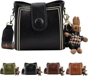Bootara Bucket Bag, Vintage Retro Small Water Bucket Bag, with Adjustable Wider Shoulder Strap, Spacious Travel Tote,