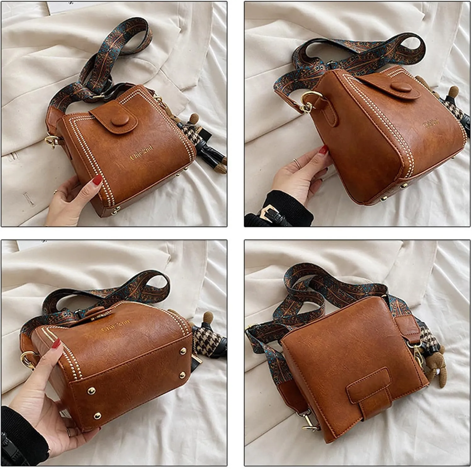 Bootara Bucket Bag, Vintage Retro Small Water Bucket Bag, with Adjustable Wider Shoulder Strap, Spacious Travel Tote,
