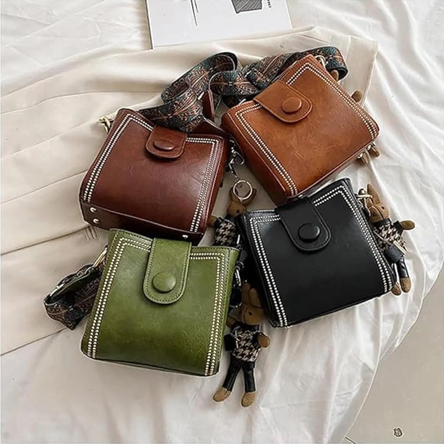 Bootara Bucket Bag, Vintage Retro Small Water Bucket Bag, with Adjustable Wider Shoulder Strap, Spacious Travel Tote,