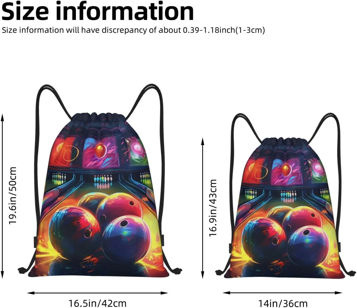 Bowling Balls Drawstring Backpack Lightweight Draw String Bag Cinch Bags Waterproof Gym Bag for Men Women Swim Bag Small