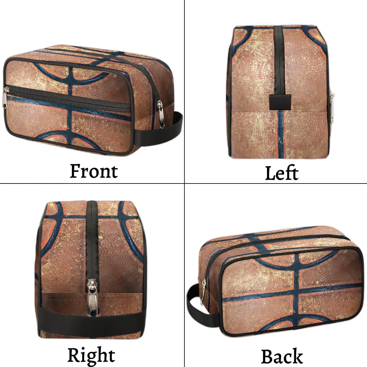 Boys Travel Toiletry Bag, Kids Waterproof Hanging Dopp Kit, Retro Basketball Texture Wash Bag with Large Capacity for Travel, Sports, Shower