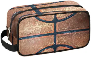 Boys Travel Toiletry Bag, Kids Waterproof Hanging Dopp Kit, Retro Basketball Texture Wash Bag with Large Capacity for Travel, Sports, Shower