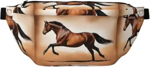 Brown Horse Stylish Crossbody Waist Pack - Versatile And Compact Travel Pouch For Hands-Free Storage, Black, PBYB-12185A