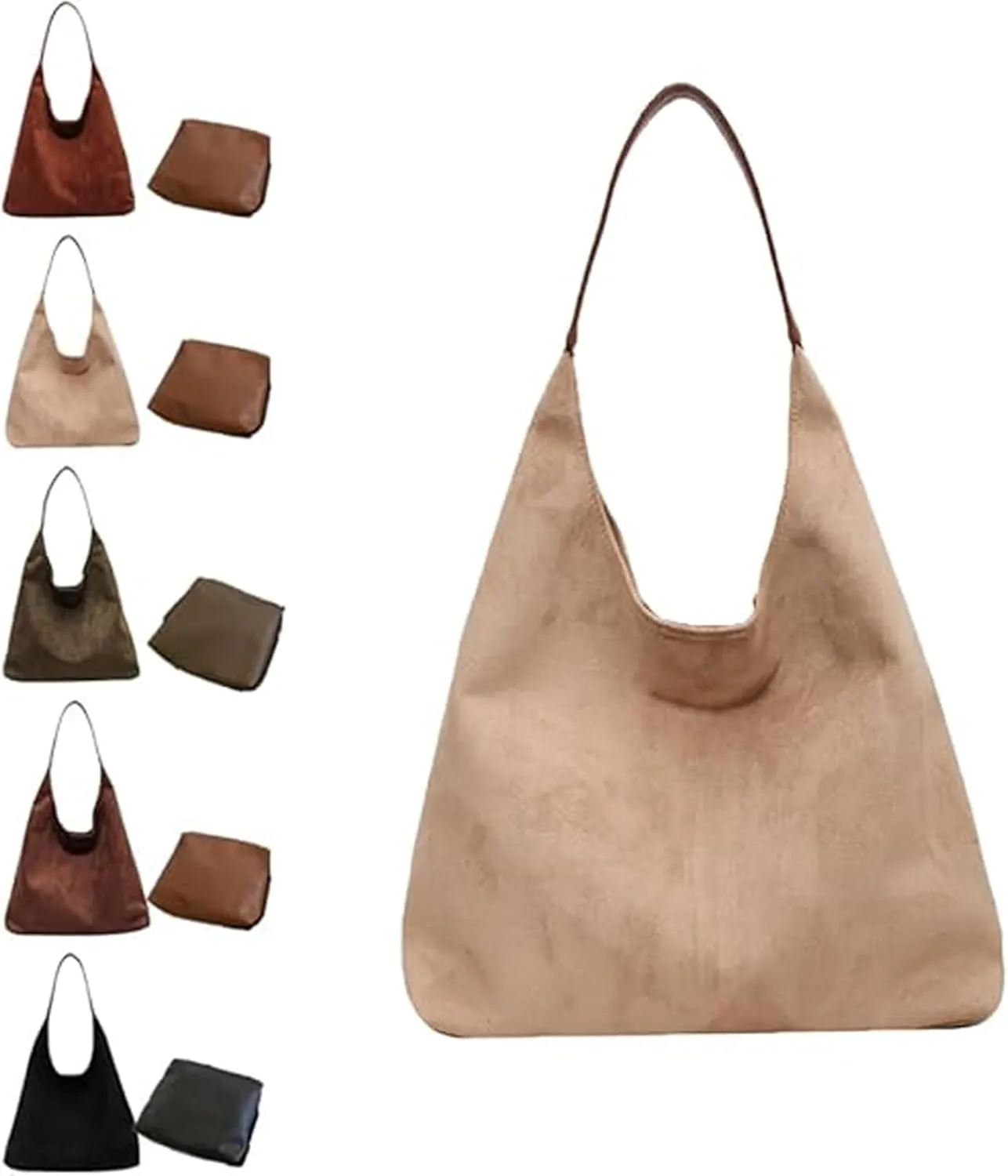 Brown Tote Bag, Tote Bags for Women Suede Hobo Bags, Womens Purse Slouchy Hobo Handbag Retro Top Handle Bags