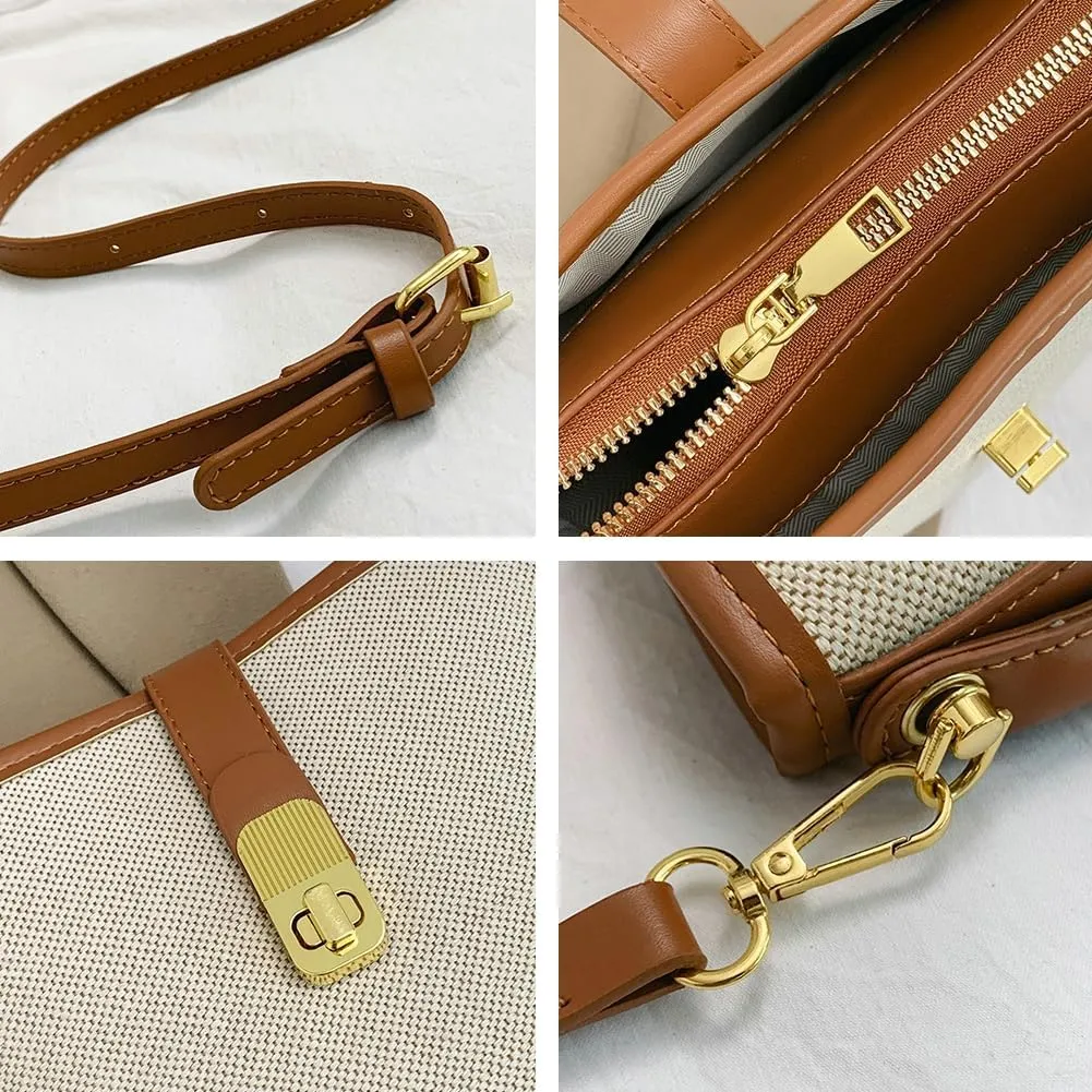 Bucket Bag Shoulder Bags for Women Trendy Hobo Crossbody Bags Canvas Tote Bag Casual Purse Handbag
