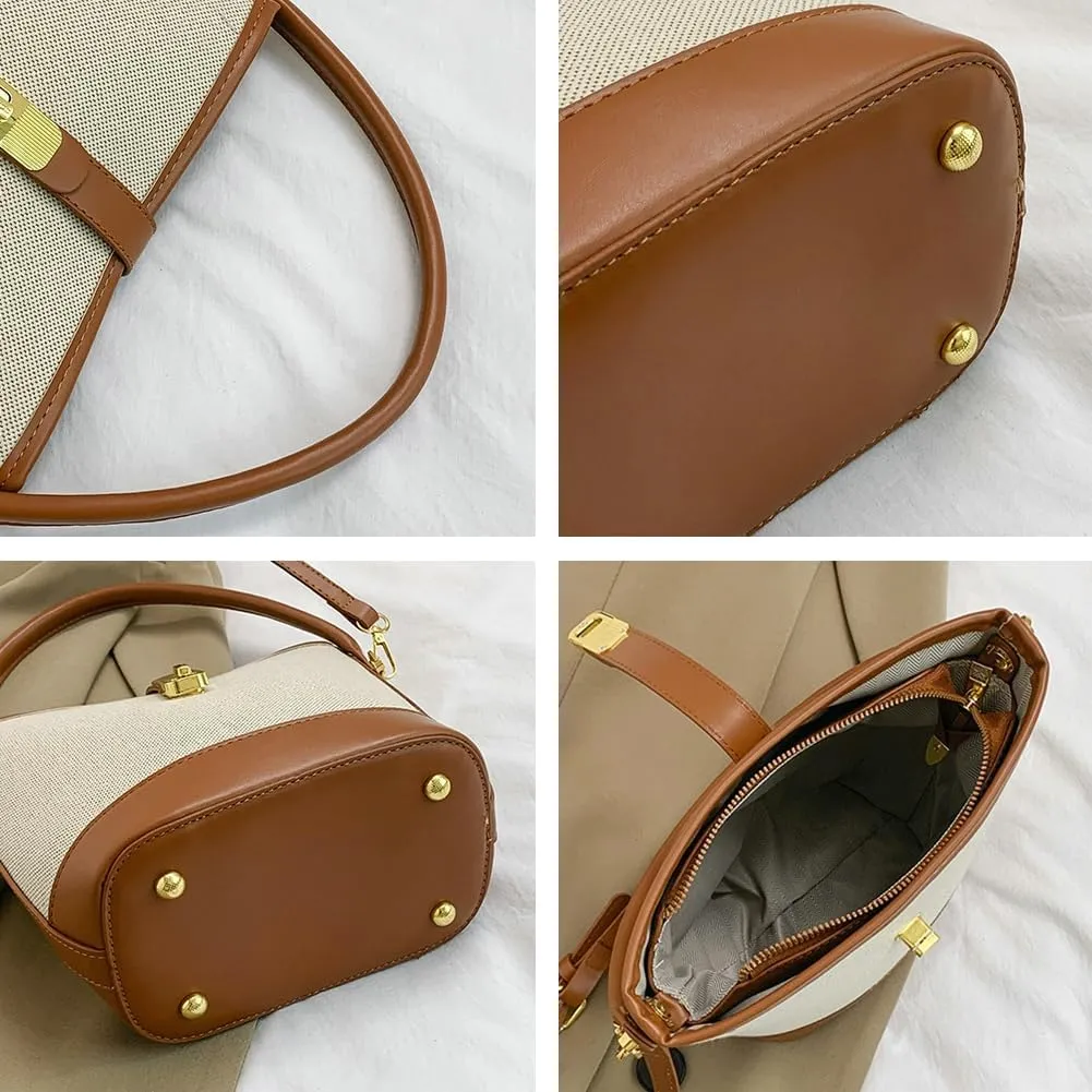 Bucket Bag Shoulder Bags for Women Trendy Hobo Crossbody Bags Canvas Tote Bag Casual Purse Handbag