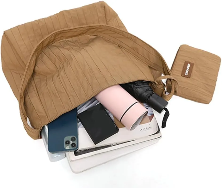 Canvas Hobo Crossbody Shoulder Tote Bag for Women Qulited Casual Purse Messenger Bags Travel Work