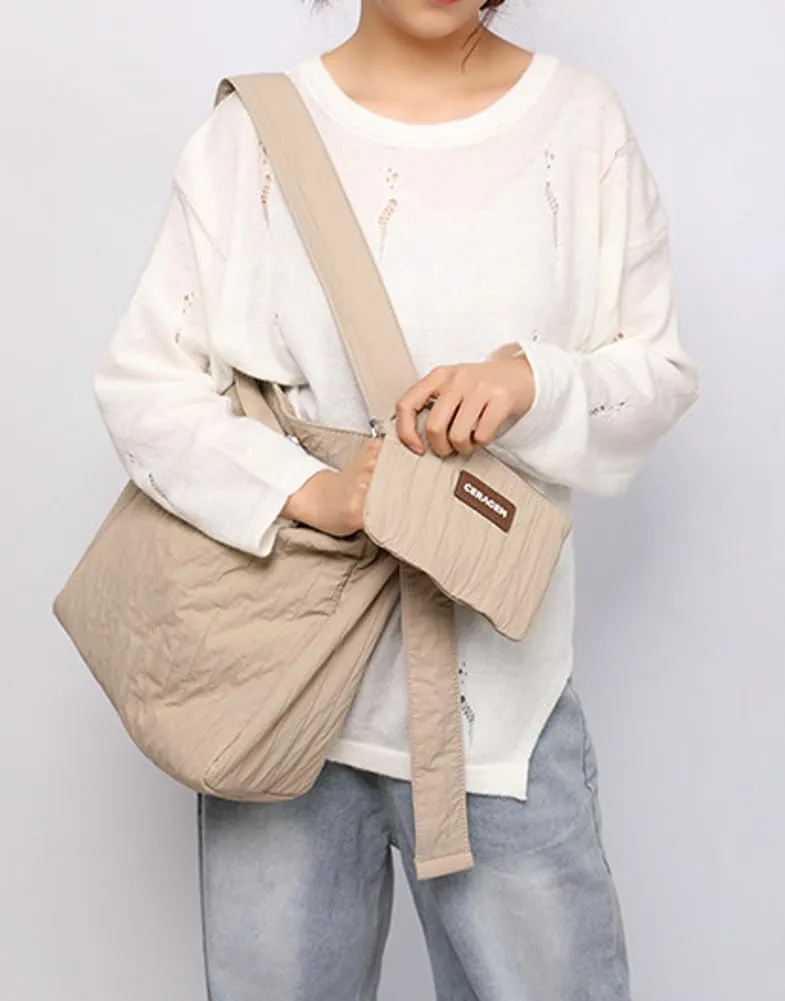 Canvas Hobo Crossbody Shoulder Tote Bag for Women Qulited Casual Purse Messenger Bags Travel Work