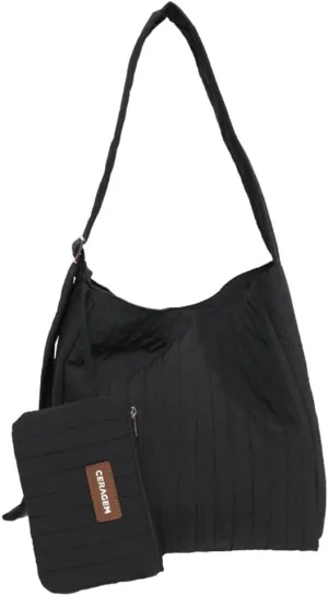 Canvas Hobo Crossbody Shoulder Tote Bag for Women Qulited Casual Purse Messenger Bags Travel Work