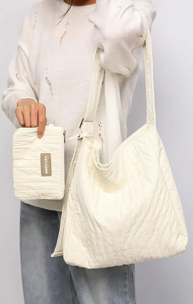Canvas Hobo Crossbody Shoulder Tote Bag for Women Qulited Casual Purse Messenger Bags Travel Work