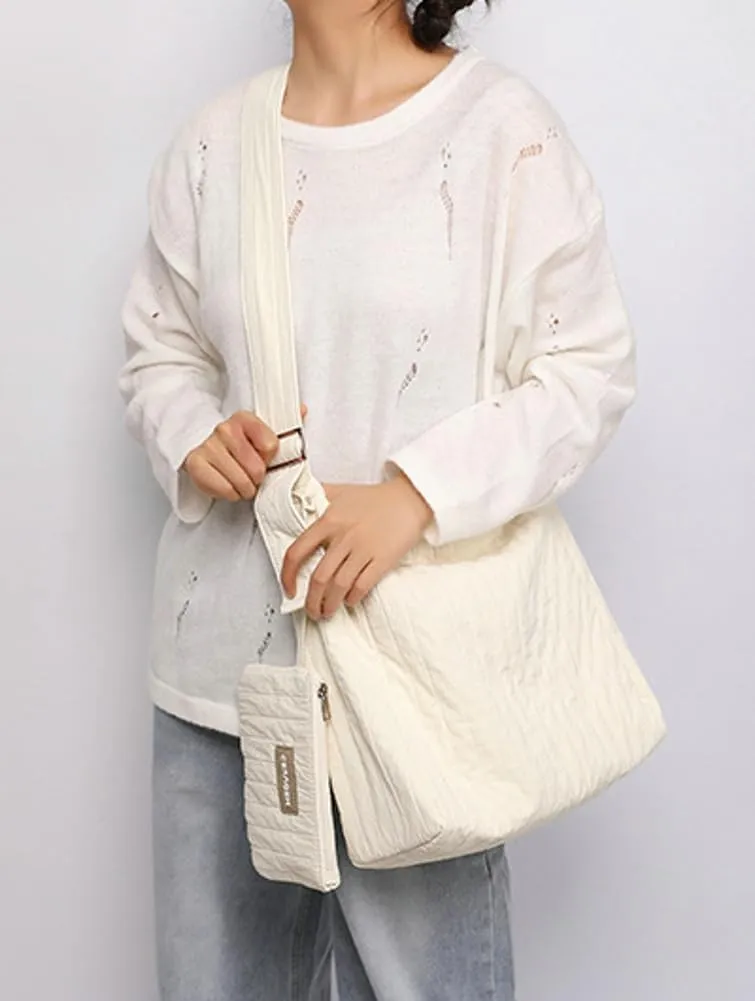Canvas Hobo Crossbody Shoulder Tote Bag for Women Qulited Casual Purse Messenger Bags Travel Work