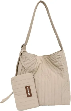 Canvas Hobo Crossbody Shoulder Tote Bag for Women Qulited Casual Purse Messenger Bags Travel Work