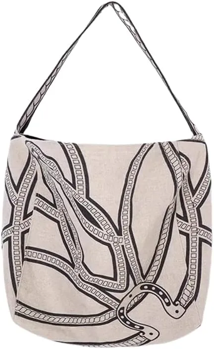 Canvas Linen Pony Totem Woven Shoulder Crossbody Underarm Bag Bucket Bag Hobo Large Capacity Versatile Chic Sytlish Summer