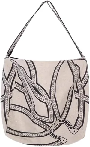 Canvas Linen Pony Totem Woven Shoulder Crossbody Underarm Bag Bucket Bag Hobo Large Capacity Versatile Chic Sytlish Summer